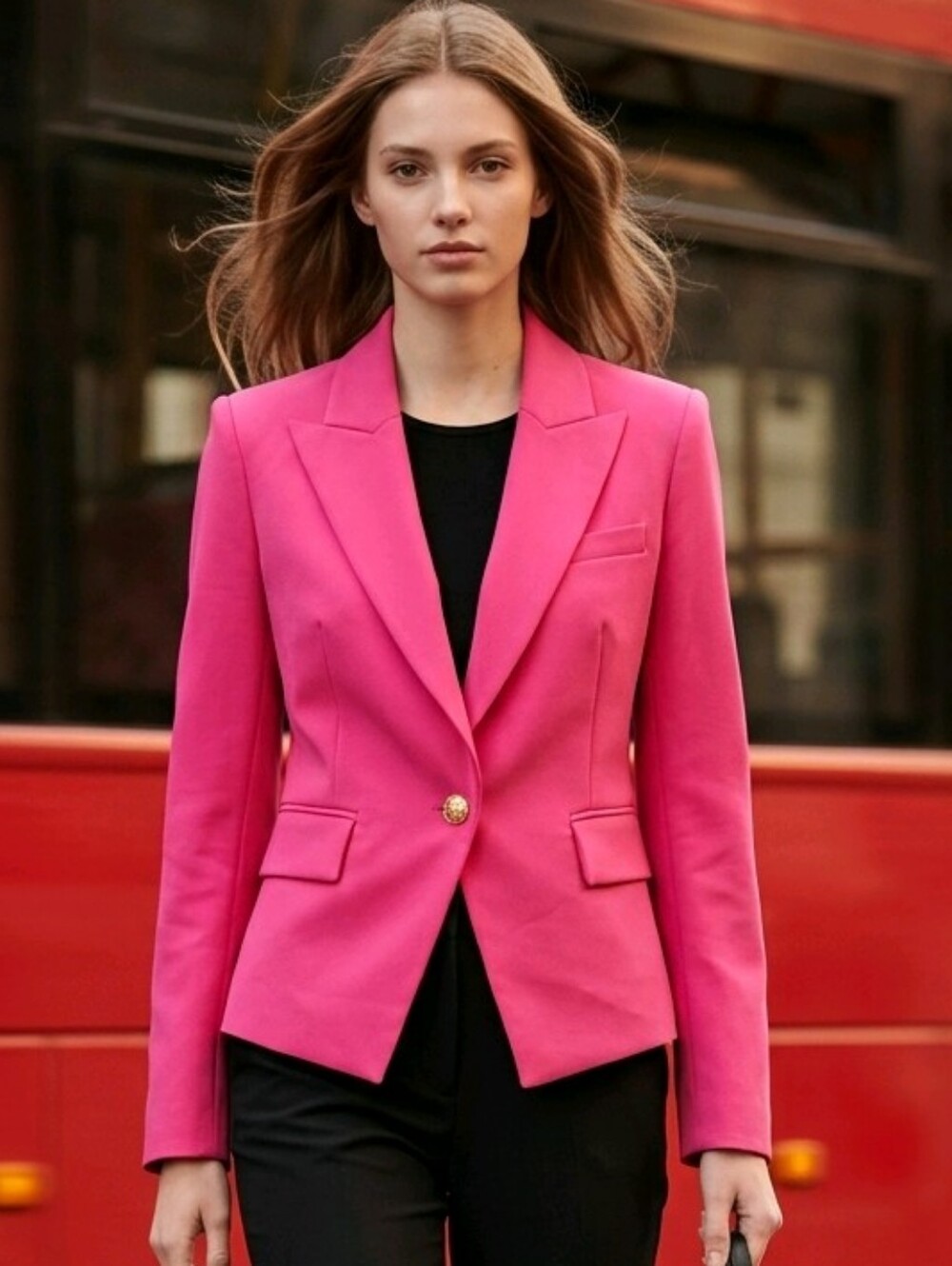 Veronica Beard Hot Pink Single-Button Tailored Blazer